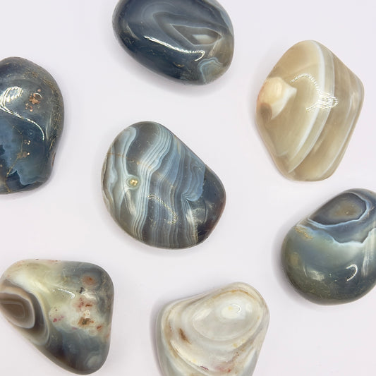 Ágata de Botswana rodado - White Shine