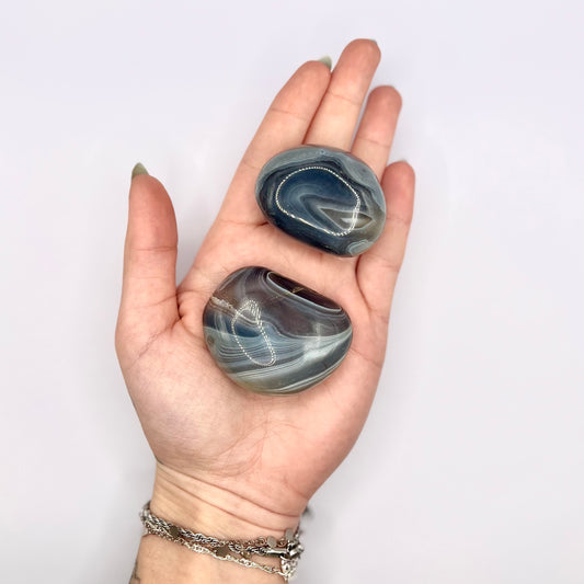 Ágata de Botswana rodado - White Shine