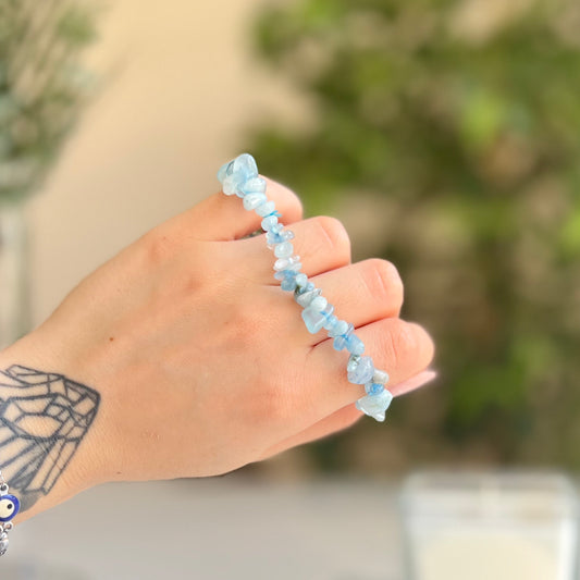 Pulsera chips Aguamarina