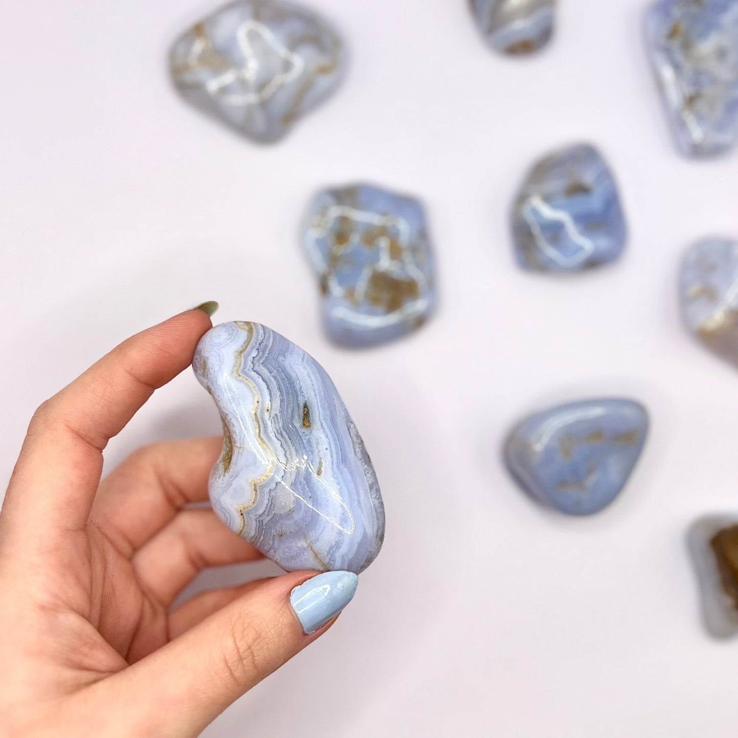 Calcedonia azul rodado - White Shine