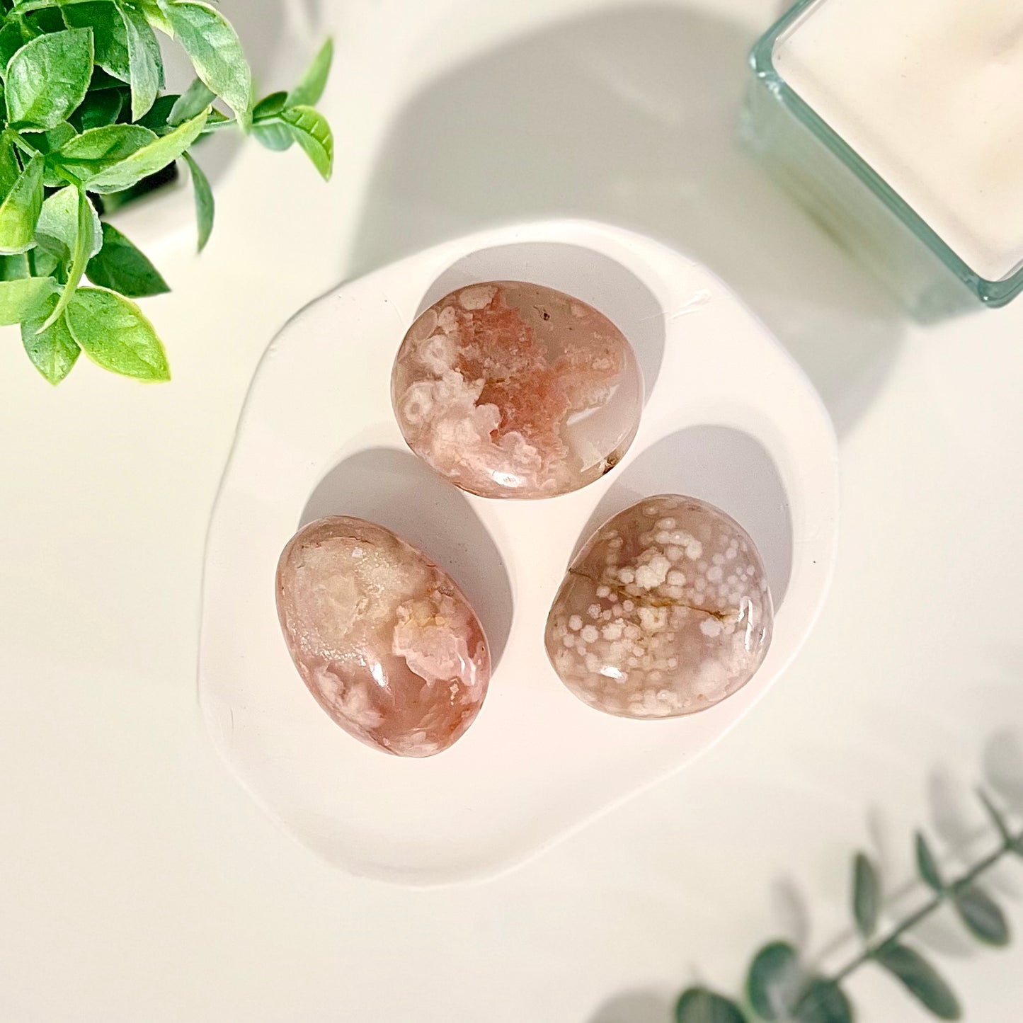 Ágata Sakura | Flor de Cerezo palmstone - White Shine