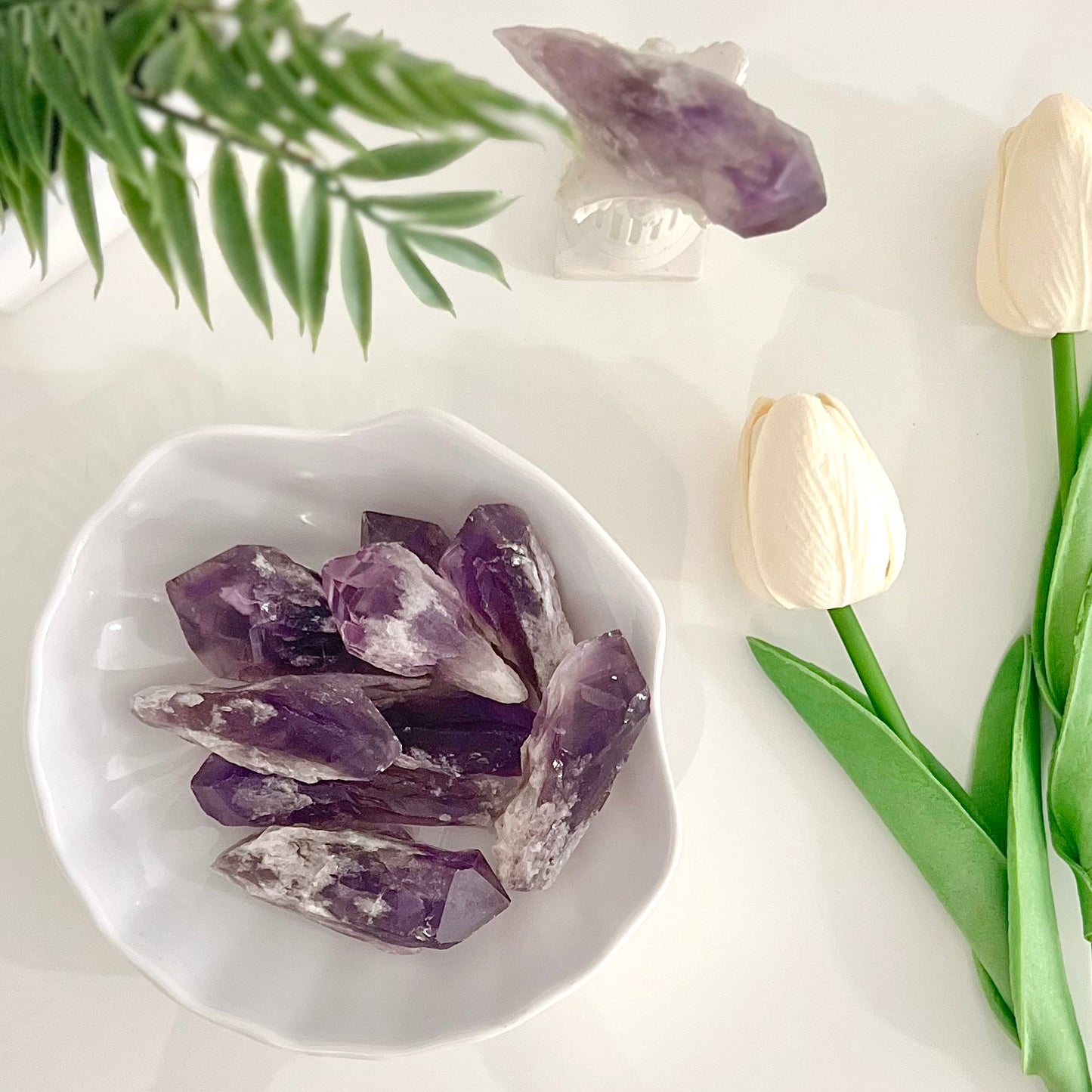 Punta de Amatista Catedral en bruto - White Shine