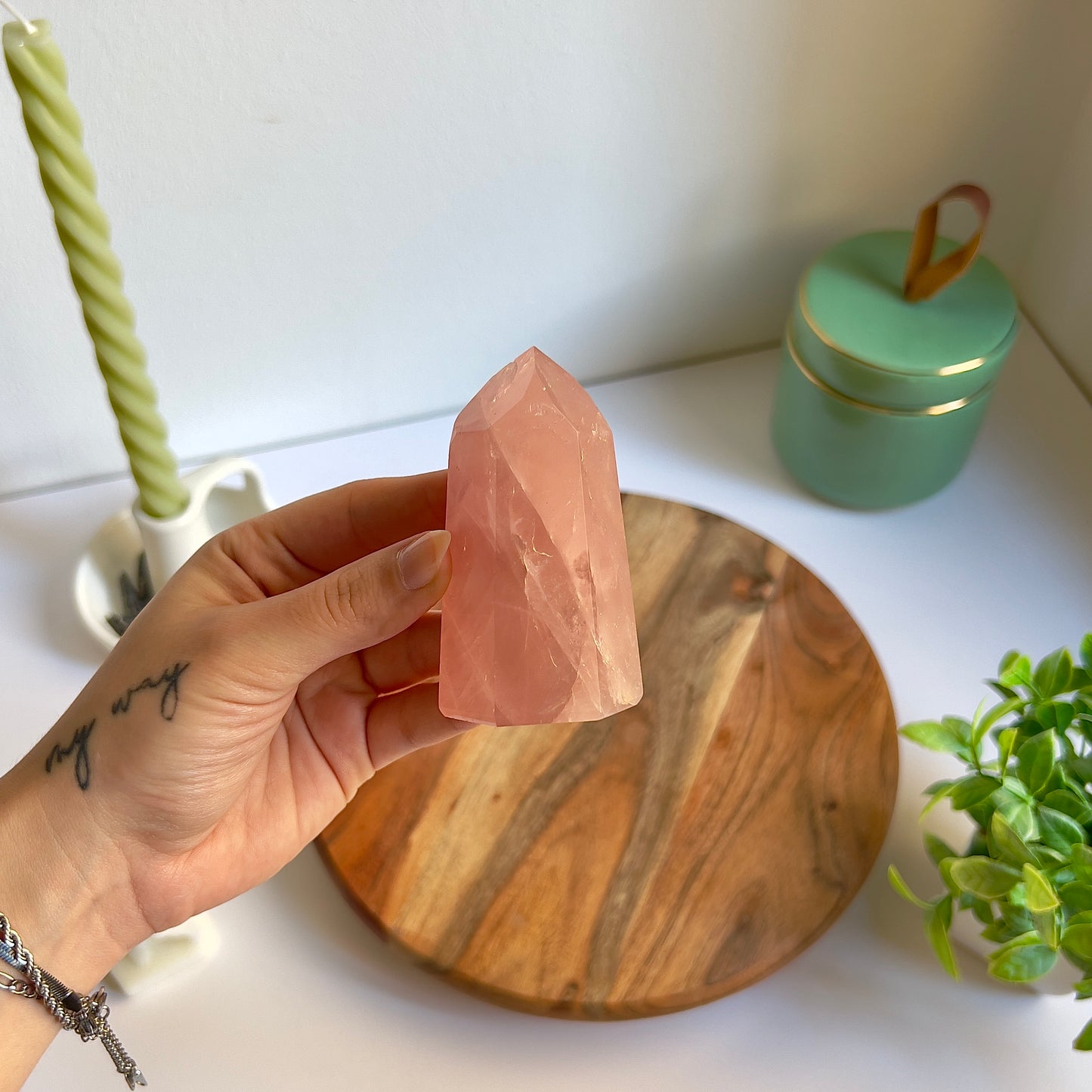 Punta pulida de Cuarzo Rosa | Calidad extra