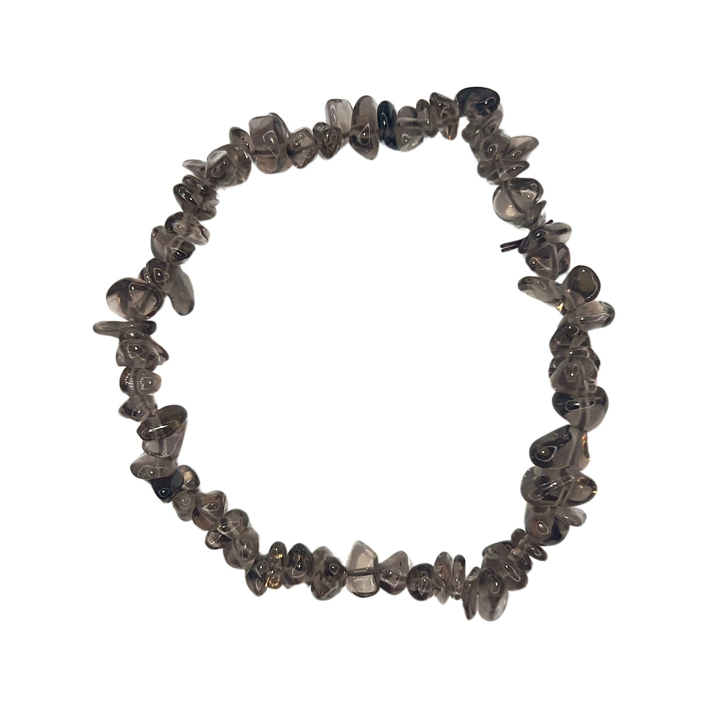 Pulsera chips Cuarzo Ahumado - White Shine