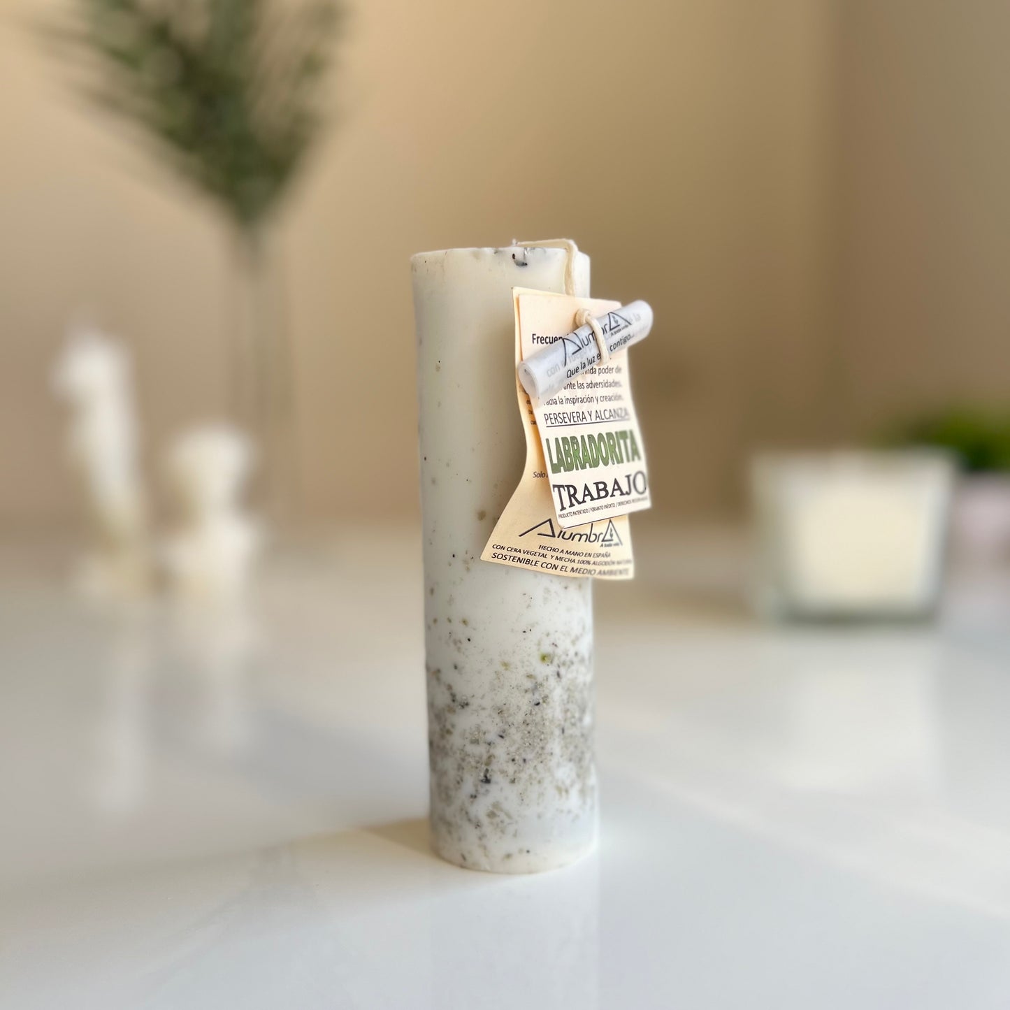 Vela Ritual Trabajo - Labradorita - White Shine