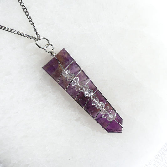 Collar Amatista con Herkimer