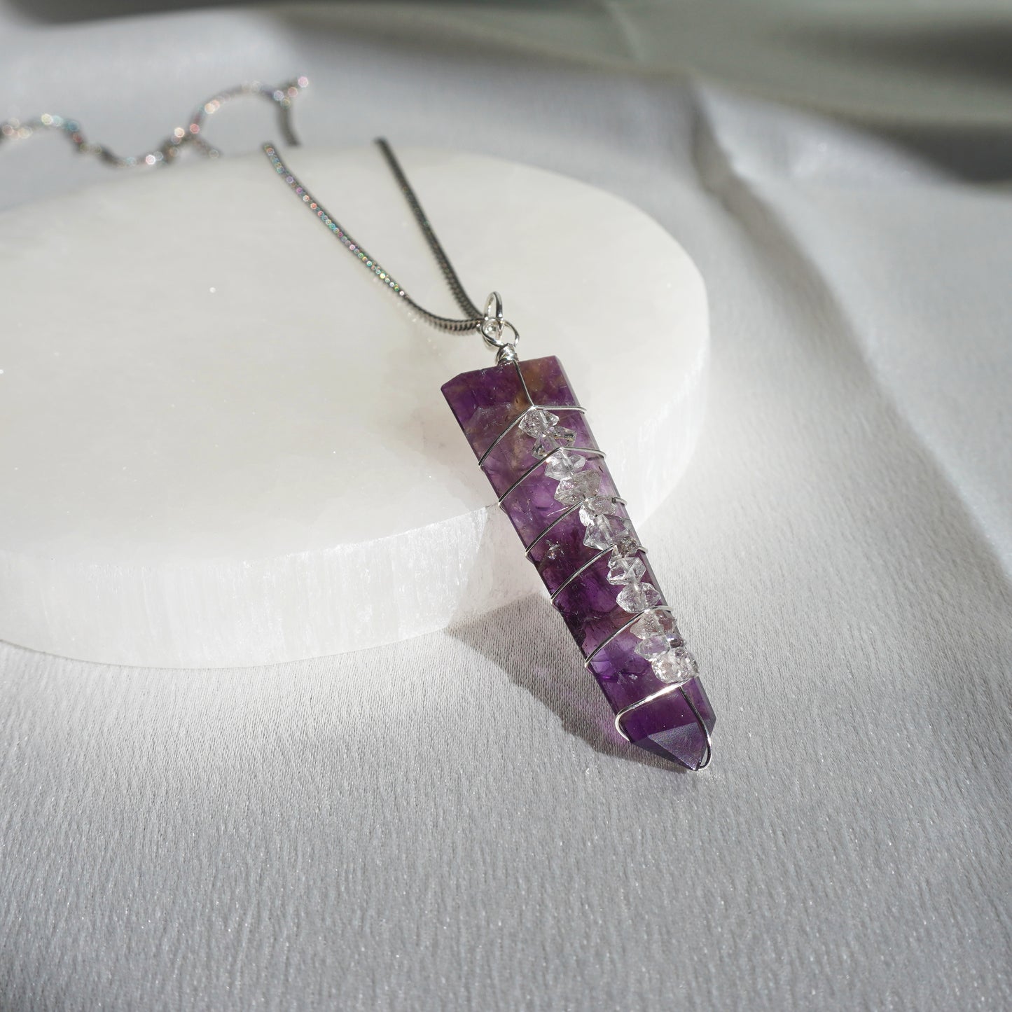 Collar Amatista con Herkimer | Conexión espiritual y claridad