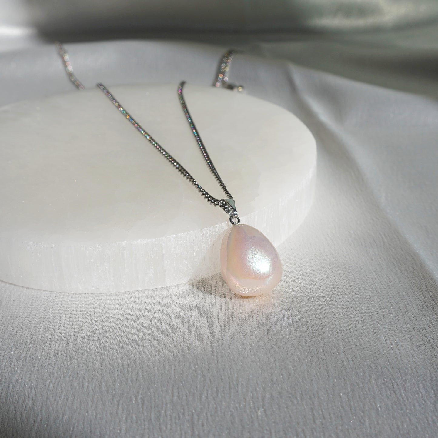 Collar Aqua Aura Rosa | Sanación y paz