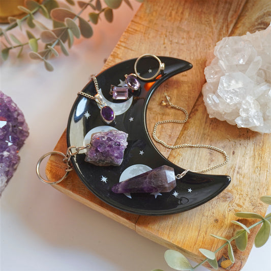 Plato Luna Creciente - Para minerales, joyas y pequeños objetos