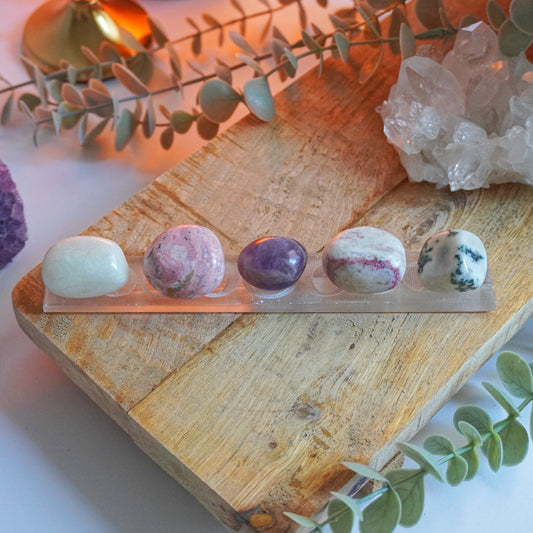 Placa de Selenita Fases Lunares | Limpieza energética y atmósfera pacífica