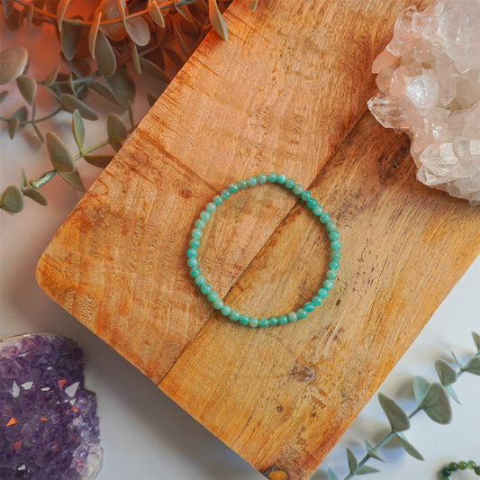 Pulsera Amazonita | Bolas 4mm | Equilibrio emocional y feminidad