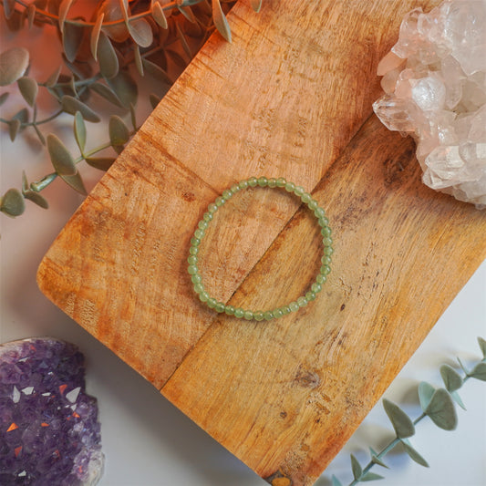 Pulsera Cuarzo Verde | Bolas 4mm | Sanación y crecimiento personal