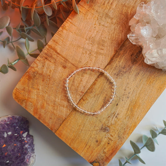 Pulsera Cuarzo Blanco | Bolas 4mm | Limpieza energética y claridad