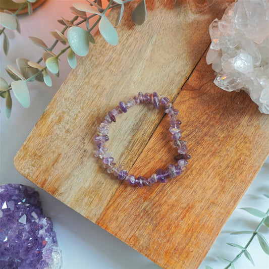 Pulsera Cuarzo Fantasma Lila | Chips | Conexión espiritual y paz