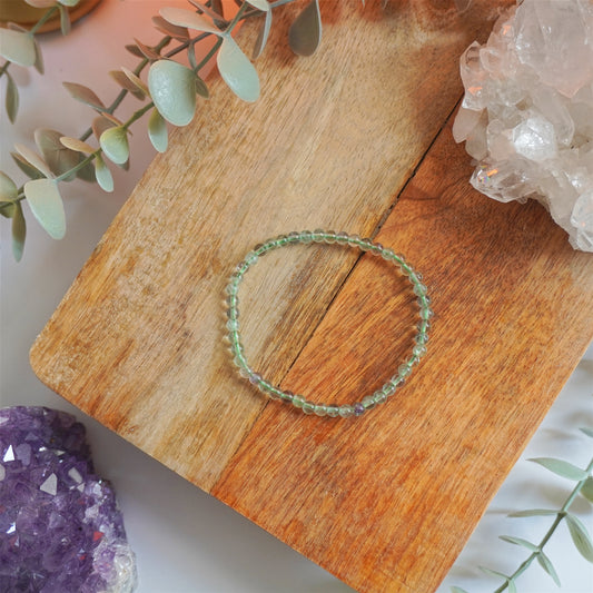 Pulsera Fluorita Verde | Bolas 4mm | Enfoque mental y despertar espiritual