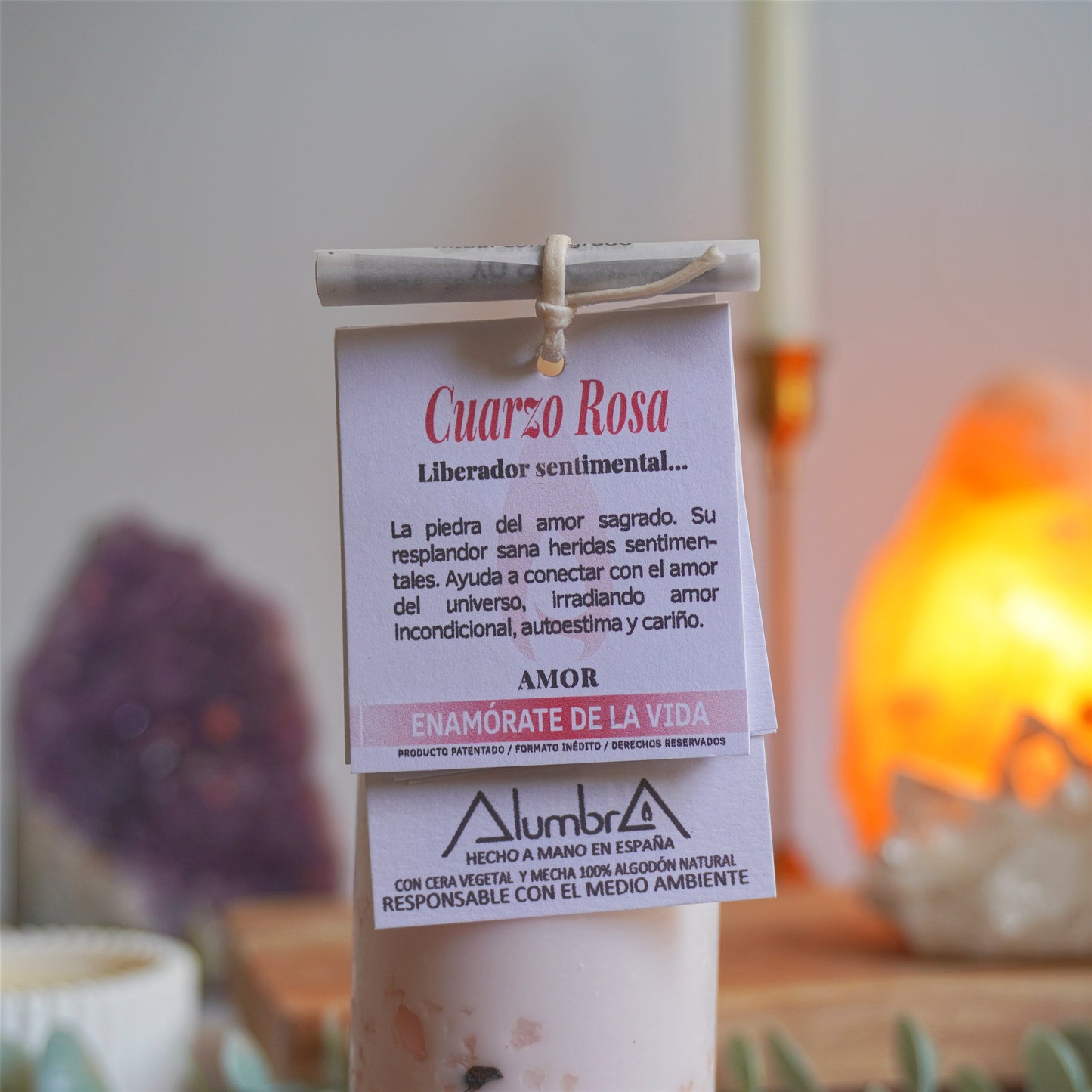Vela Ritual | Amor - Cuarzo Rosa