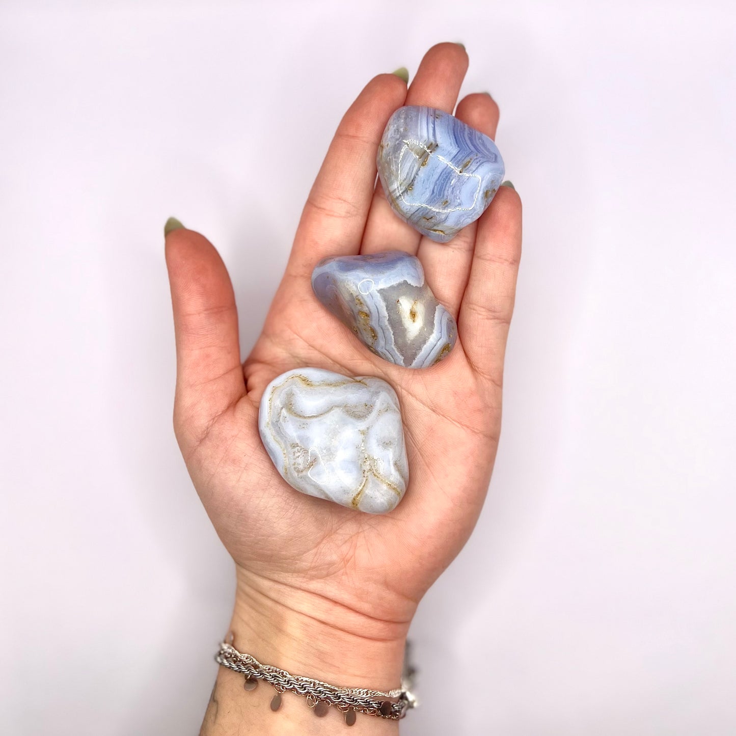 Calcedonia azul rodado - White Shine