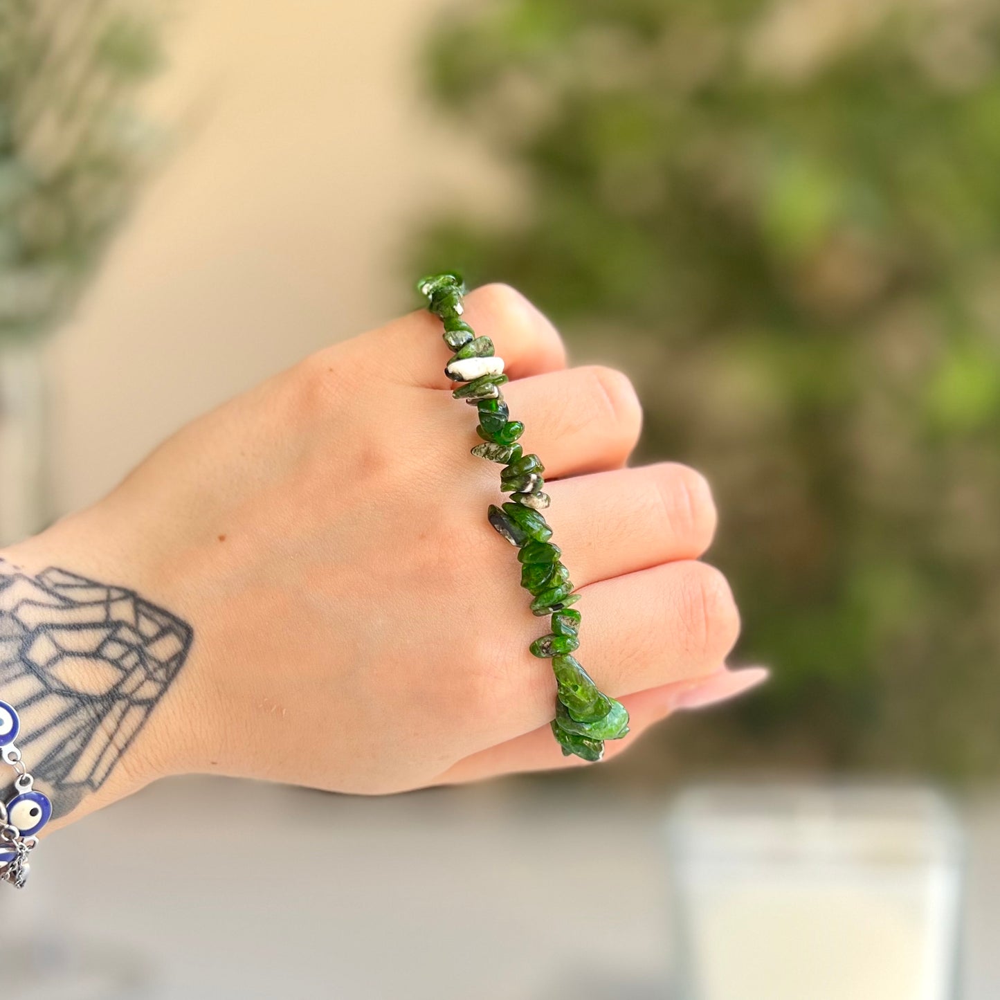 Pulsera chips Diópsido - White Shine