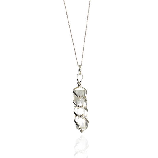 Collar punta de Cuarzo Blanco en espiral
