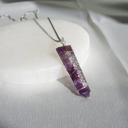 Collar Amatista con Herkimer | Conexión espiritual y claridad