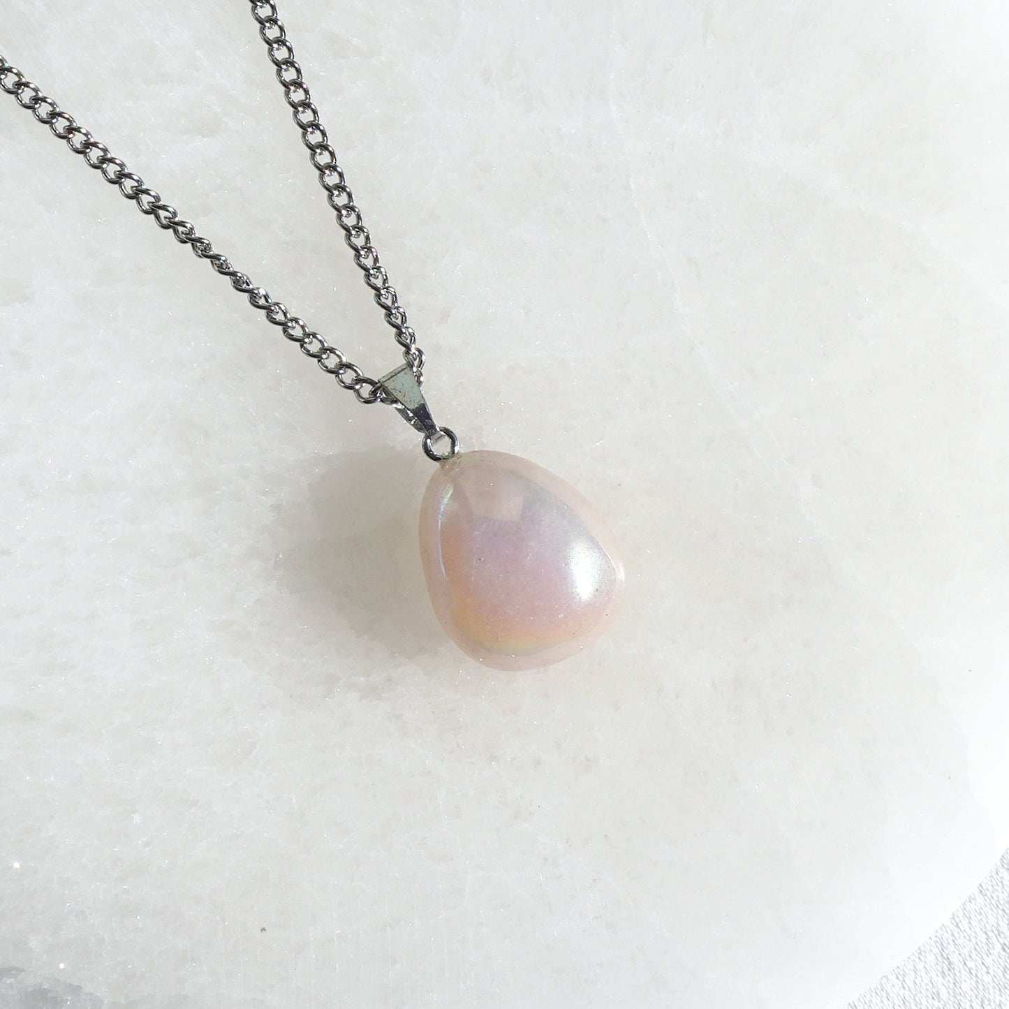 Collar Aqua Aura Rosa | Sanación y paz