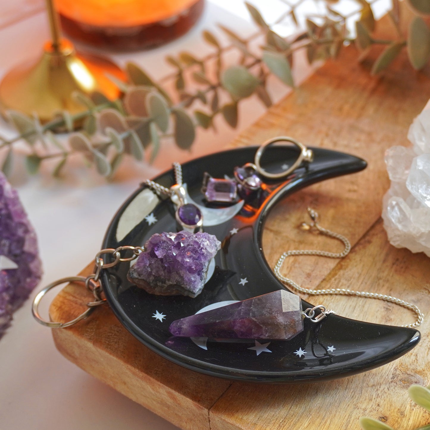 Plato Luna Creciente - Para minerales, joyas y pequeños objetos