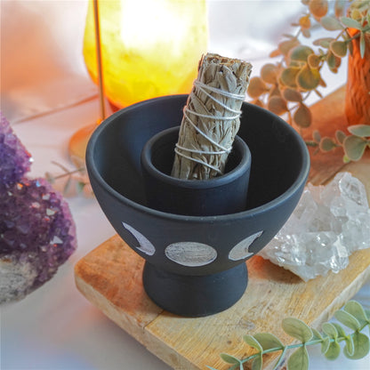 Portasahumerios Triple Luna - Soporte para atados de hierbas y palo santo