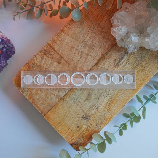 Placa de Selenita Fases Lunares | Limpieza energética y atmósfera pacífica