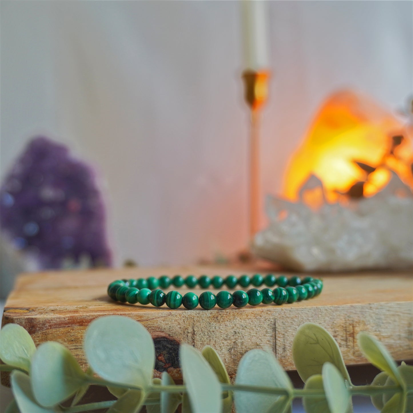Pulsera Malaquita | Bolas 4mm | Transformación y liberación de bloqueos