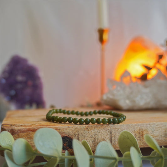 Pulsera Jade Nefrita | Bolas 4mm | Buena suerte y prosperidad