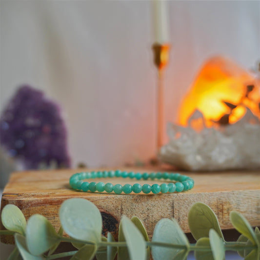 Pulsera Amazonita | Bolas 4mm | Equilibrio emocional y feminidad