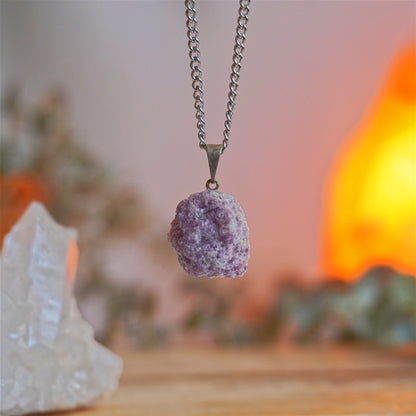 Collar Mica Lepidolita en bruto | Ansiedad y superación