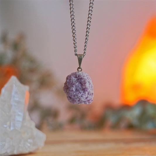 Collar Mica Lepidolita en bruto | Ansiedad y superación