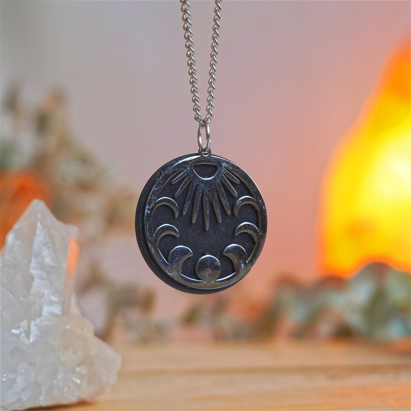Collar fases lunares con Shungita | Autoamor y limpieza energética