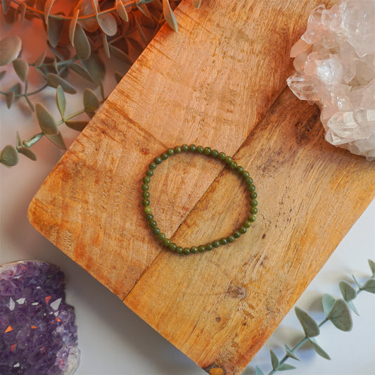 Pulsera Jade Nefrita | Bolas 4mm | Buena suerte y prosperidad