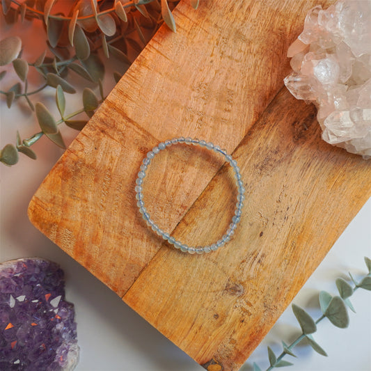 Pulsera Aguamarina | Bolas 4mm | Calma y comunicación