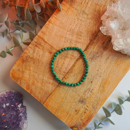 Pulsera Malaquita | Bolas 4mm | Transformación y liberación de bloqueos