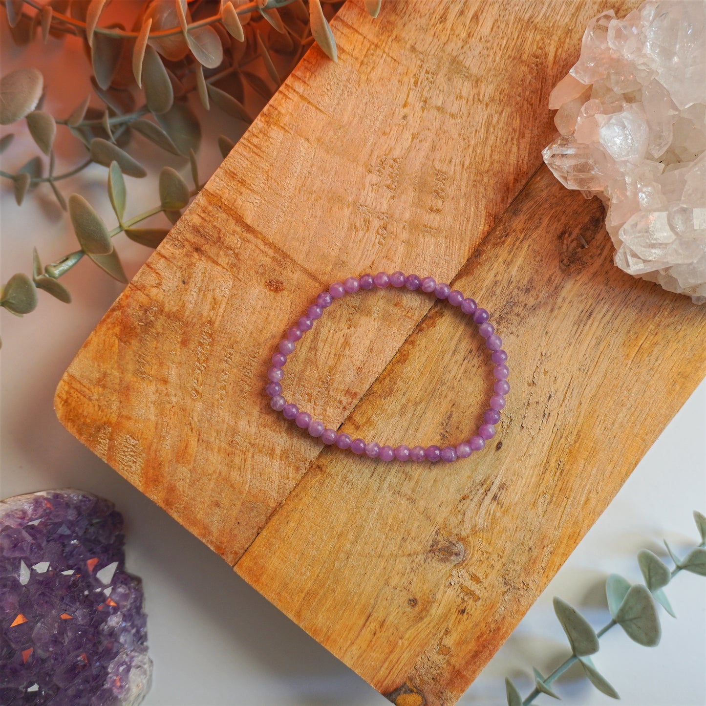 Pulsera Lepidolita | Bolas 4mm | Ansiedad y superación
