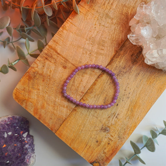 Pulsera Lepidolita | Bolas 4mm | Ansiedad y superación