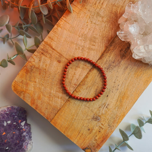 Pulsera Jaspe Rojo | Bolas 4mm | Imaginación y fuerza