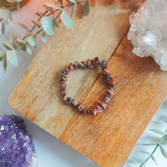 Pulsera Rodonita | Chips | Sanación emocional profunda