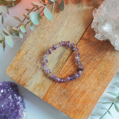 Pulsera Cuarzo Fantasma Lila | Chips | Conexión espiritual y paz