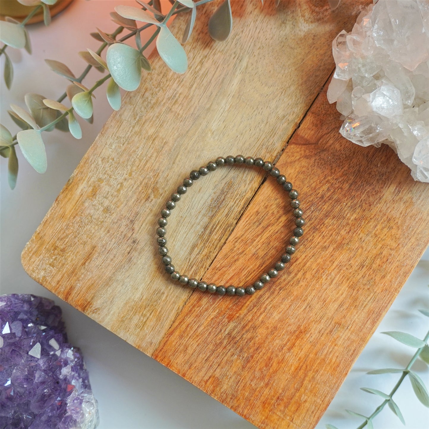 Pulsera Pirita | Bolas 4mm | Éxito y riqueza