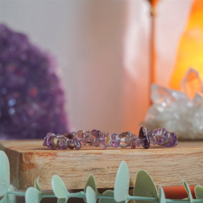 Pulsera Cuarzo Fantasma Lila | Chips | Conexión espiritual y paz