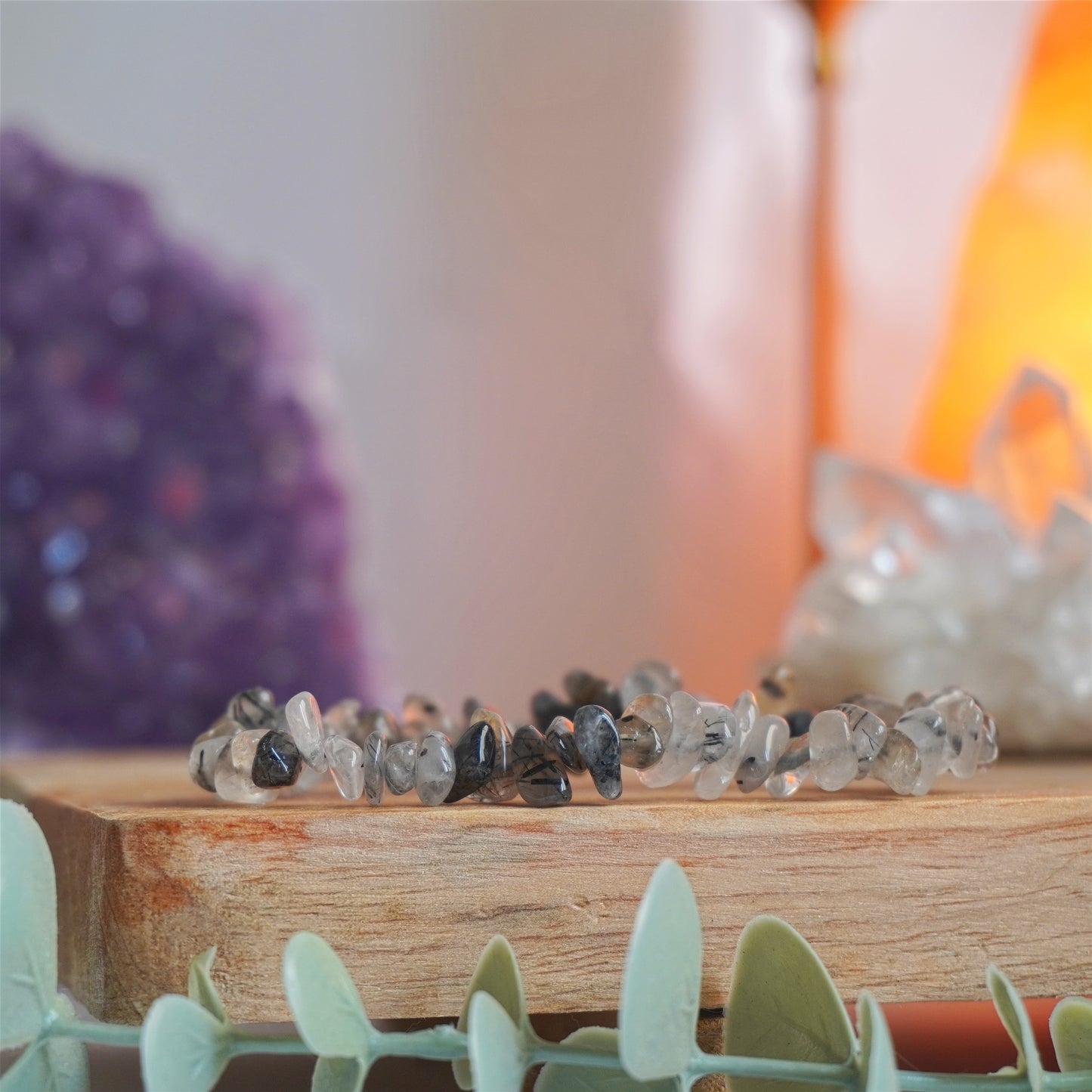 Pulsera Cuarzo Turmalinado | Chips | Protección amplificada y enraizamiento