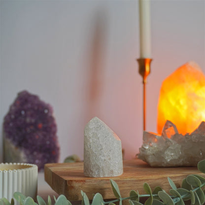 Punta pulida de Cuarzo Blanco "cracked" | Limpieza energética y claridad