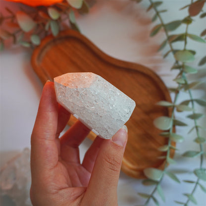 Punta pulida de Cuarzo Blanco "cracked" | Limpieza energética y claridad