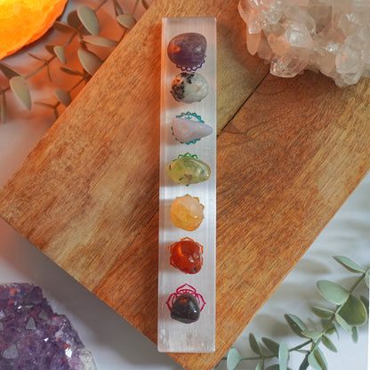 Placa de Selenita Chakras | Limpieza energética y atmósfera pacífica