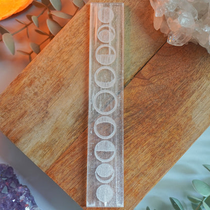 Placa de Selenita Fases Lunares | Limpieza energética y atmósfera pacífica