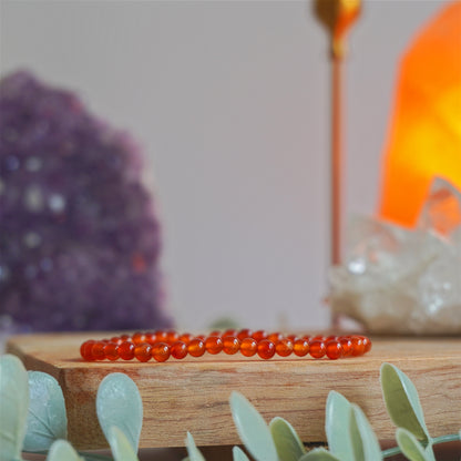 Pulsera Cornalina | Bolas 4mm | Energía y motivación